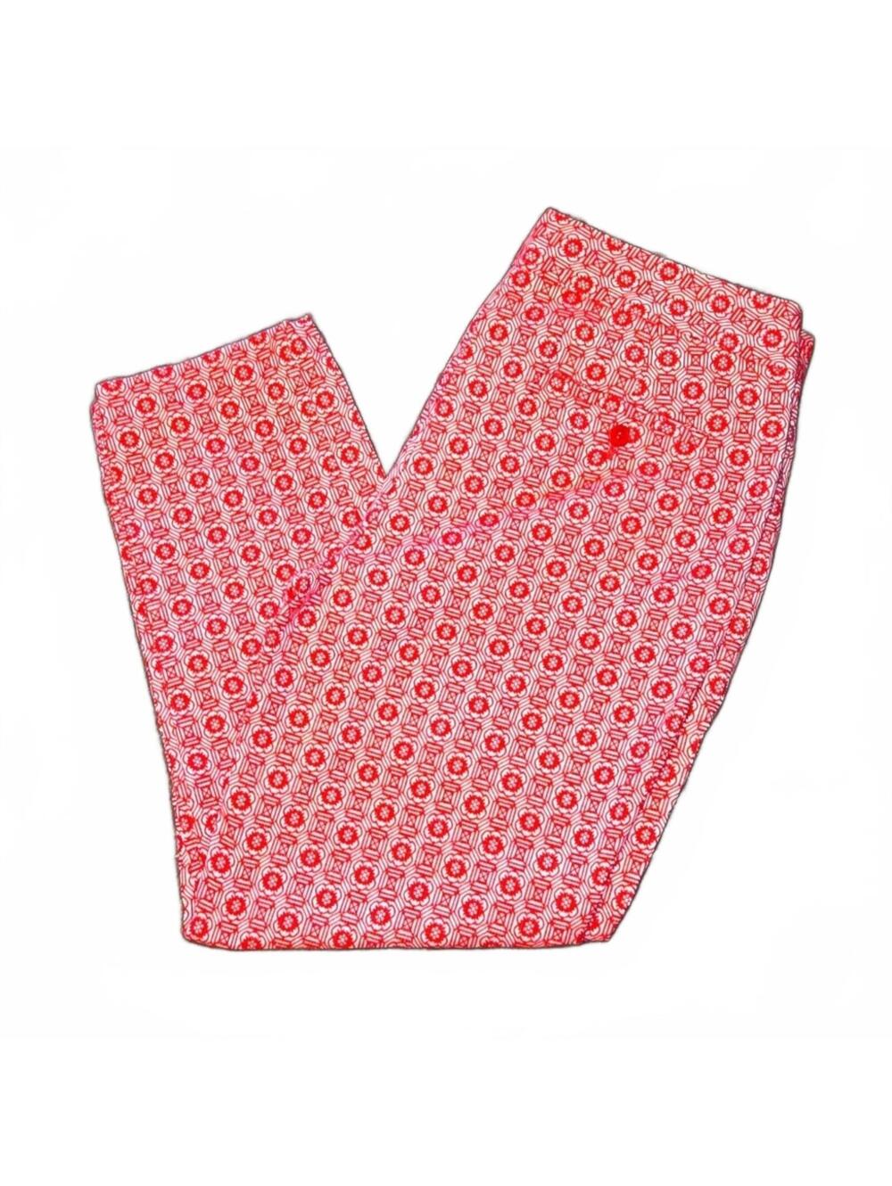 Talbots Heritage Red White Geometric Floral Design Cropped Pants Size 8 Petite
